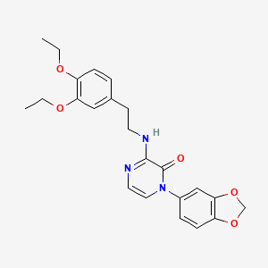 molecular formula C23H25N3O5 B2938833 1-(benzo[d][1,3]dioxol-5-yl)-3-((3,4-diethoxyphenethyl)amino)pyrazin-2(1H)-one CAS No. 941935-07-5