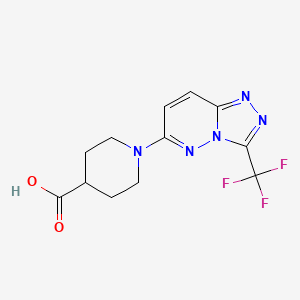 molecular formula C12H12F3N5O2 B2938854 1-[3-(Trifluoromethyl)[1,2,4]triazolo[4,3-b]pyridazin-6-yl]piperidine-4-carboxylic acid CAS No. 923776-21-0