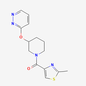 molecular formula C14H16N4O2S B2938863 (2-Methylthiazol-4-yl)(3-(pyridazin-3-yloxy)piperidin-1-yl)methanone CAS No. 2034479-90-6
