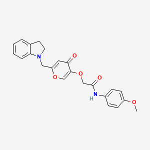 2-((6-(indolin-1-ylmethyl)-4-oxo-4H-pyran-3-yl)oxy)-N-(4-methoxyphenyl)acetamide