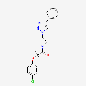 molecular formula C21H21ClN4O2 B2938873 2-(4-chlorophenoxy)-2-methyl-1-(3-(4-phenyl-1H-1,2,3-triazol-1-yl)azetidin-1-yl)propan-1-one CAS No. 2034523-72-1