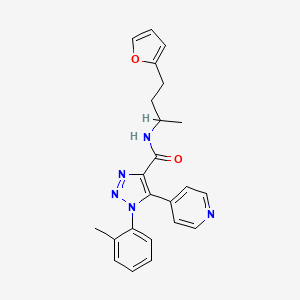 molecular formula C23H23N5O2 B2938884 N-[3-(2-furyl)-1-methylpropyl]-1-(2-methylphenyl)-5-pyridin-4-yl-1H-1,2,3-triazole-4-carboxamide CAS No. 1396856-36-2