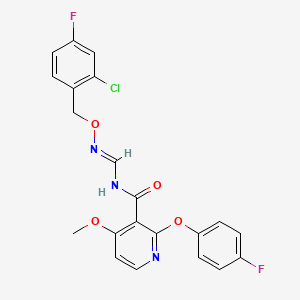 molecular formula C21H16ClF2N3O4 B2938891 N-({[(2-chloro-4-fluorobenzyl)oxy]imino}methyl)-2-(4-fluorophenoxy)-4-methoxynicotinamide CAS No. 341966-69-6