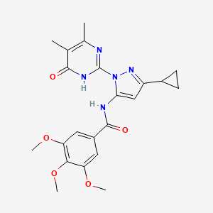 molecular formula C22H25N5O5 B2938904 N-(3-cyclopropyl-1-(4,5-dimethyl-6-oxo-1,6-dihydropyrimidin-2-yl)-1H-pyrazol-5-yl)-3,4,5-trimethoxybenzamide CAS No. 1203200-23-0