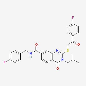 2-{[2-(4-fluorophenyl)-2-oxoethyl]sulfanyl}-N-[(4-fluorophenyl)methyl]-3-(2-methylpropyl)-4-oxo-3,4-dihydroquinazoline-7-carboxamide