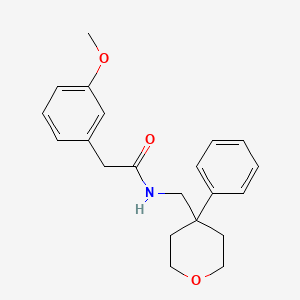molecular formula C21H25NO3 B2938938 2-(3-甲氧基苯基)-N-((4-苯基四氢-2H-吡喃-4-基)甲基)乙酰胺 CAS No. 1207011-54-8