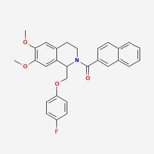 molecular formula C29H26FNO4 B2938942 (1-((4-fluorophenoxy)methyl)-6,7-dimethoxy-3,4-dihydroisoquinolin-2(1H)-yl)(naphthalen-2-yl)methanone CAS No. 680603-50-3