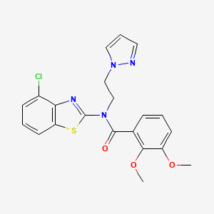 molecular formula C21H19ClN4O3S B2938954 N-(2-(1H-pyrazol-1-yl)ethyl)-N-(4-chlorobenzo[d]thiazol-2-yl)-2,3-dimethoxybenzamide CAS No. 1172499-16-9