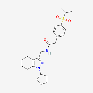 molecular formula C24H33N3O3S B2938960 N-((1-环戊基-4,5,6,7-四氢-1H-吲唑-3-基)甲基)-2-(4-(异丙磺酰)苯基)乙酰胺 CAS No. 1448063-62-4