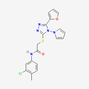 molecular formula C19H16ClN5O2S B2938974 N-(3-chloro-4-methylphenyl)-2-{[5-(furan-2-yl)-4-(1H-pyrrol-1-yl)-4H-1,2,4-triazol-3-yl]sulfanyl}acetamide CAS No. 886937-64-0