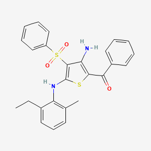 molecular formula C26H24N2O3S2 B2938979 [3-氨基-4-(苯磺酰基)-5-(2-乙基-6-甲基苯胺基)噻吩-2-基]-苯甲苯酮 CAS No. 866865-39-6