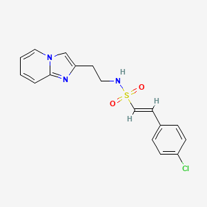 molecular formula C17H16ClN3O2S B2938987 (E)-2-(4-Chlorophenyl)-N-(2-imidazo[1,2-a]pyridin-2-ylethyl)ethenesulfonamide CAS No. 1424751-96-1