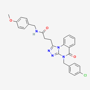 molecular formula C27H24ClN5O3 B2938995 3-(4-(4-chlorobenzyl)-5-oxo-4,5-dihydro-[1,2,4]triazolo[4,3-a]quinazolin-1-yl)-N-(4-methoxybenzyl)propanamide CAS No. 899348-76-6