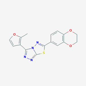 molecular formula C16H12N4O3S B293900 6-(2,3-Dihydro-1,4-benzodioxin-6-yl)-3-(2-methyl-3-furyl)[1,2,4]triazolo[3,4-b][1,3,4]thiadiazole 
