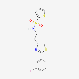 molecular formula C15H13FN2O2S3 B2939006 N-[2-[2-(3-fluorophenyl)-1,3-thiazol-4-yl]ethyl]thiophene-2-sulfonamide CAS No. 933231-74-4