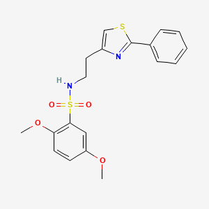 molecular formula C19H20N2O4S2 B2939009 2,5-dimethoxy-N-(2-(2-phenylthiazol-4-yl)ethyl)benzenesulfonamide CAS No. 863511-81-3