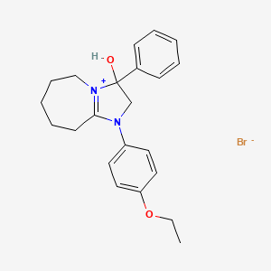 molecular formula C22H27BrN2O2 B2939012 1-(4-ethoxyphenyl)-3-hydroxy-3-phenyl-3,5,6,7,8,9-hexahydro-2H-imidazo[1,2-a]azepin-1-ium bromide CAS No. 1106770-29-9