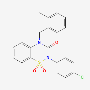 molecular formula C21H17ClN2O3S B2939014 2-(4-chlorophenyl)-4-(2-methylbenzyl)-2H-1,2,4-benzothiadiazin-3(4H)-one 1,1-dioxide CAS No. 866845-62-7