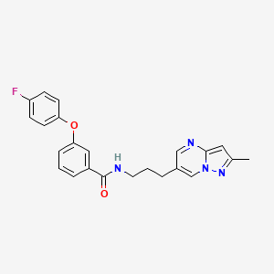 molecular formula C23H21FN4O2 B2939018 3-(4-fluorophenoxy)-N-(3-(2-methylpyrazolo[1,5-a]pyrimidin-6-yl)propyl)benzamide CAS No. 1797710-93-0