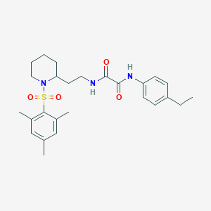 molecular formula C26H35N3O4S B2939023 N1-(4-ethylphenyl)-N2-(2-(1-(mesitylsulfonyl)piperidin-2-yl)ethyl)oxalamide CAS No. 898446-24-7