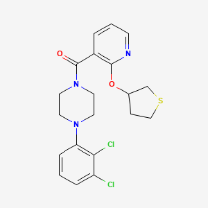 molecular formula C20H21Cl2N3O2S B2939029 (4-(2,3-Dichlorophenyl)piperazin-1-yl)(2-((tetrahydrothiophen-3-yl)oxy)pyridin-3-yl)methanone CAS No. 2034390-71-9
