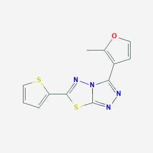 molecular formula C12H8N4OS2 B293903 3-(2-Methyl-3-furyl)-6-(2-thienyl)[1,2,4]triazolo[3,4-b][1,3,4]thiadiazole 