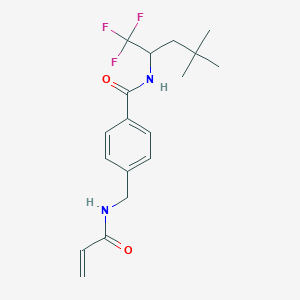 molecular formula C18H23F3N2O2 B2939031 4-[(Prop-2-enoylamino)methyl]-N-(1,1,1-trifluoro-4,4-dimethylpentan-2-yl)benzamide CAS No. 2202293-66-9