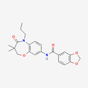 molecular formula C22H24N2O5 B2939040 N-(3,3-dimethyl-4-oxo-5-propyl-2,3,4,5-tetrahydrobenzo[b][1,4]oxazepin-8-yl)benzo[d][1,3]dioxole-5-carboxamide CAS No. 921795-39-3