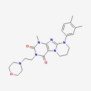 molecular formula C23H30N6O3 B2939043 9-(3,4-dimethylphenyl)-1-methyl-3-(2-morpholinoethyl)-6,7,8,9-tetrahydropyrimido[2,1-f]purine-2,4(1H,3H)-dione CAS No. 848920-09-2