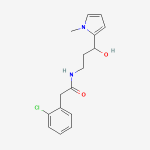 molecular formula C16H19ClN2O2 B2939046 2-(2-chlorophenyl)-N-(3-hydroxy-3-(1-methyl-1H-pyrrol-2-yl)propyl)acetamide CAS No. 1795305-11-1