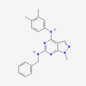 molecular formula C21H22N6 B2939047 N~6~-benzyl-N~4~-(3,4-dimethylphenyl)-1-methyl-1H-pyrazolo[3,4-d]pyrimidine-4,6-diamine CAS No. 896001-28-8