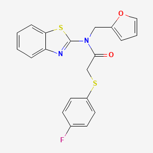 molecular formula C20H15FN2O2S2 B2939048 N-(benzo[d]thiazol-2-yl)-2-((4-fluorophenyl)thio)-N-(furan-2-ylmethyl)acetamide CAS No. 922386-06-9