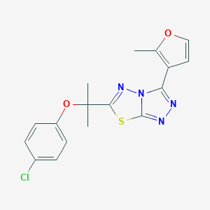 molecular formula C17H15ClN4O2S B293907 4-Chlorophenyl 1-methyl-1-[3-(2-methyl-3-furyl)[1,2,4]triazolo[3,4-b][1,3,4]thiadiazol-6-yl]ethyl ether 