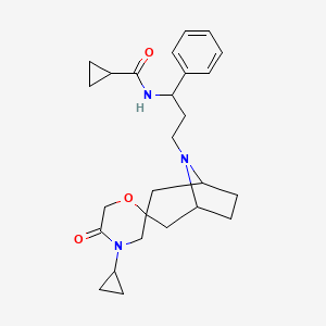 N-(3-((1R,5S)-4'-cyclopropyl-5'-oxo-8-azaspiro[bicyclo[3.2.1]octane-3,2'-morpholin]-8-yl)-1-phenylpropyl)cyclopropanecarboxamide