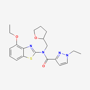 molecular formula C20H24N4O3S B2939093 N-(4-ethoxy-1,3-benzothiazol-2-yl)-1-ethyl-N-[(oxolan-2-yl)methyl]-1H-pyrazole-3-carboxamide CAS No. 1171763-96-4