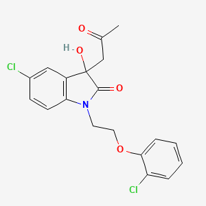 molecular formula C19H17Cl2NO4 B2939094 5-chloro-1-[2-(2-chlorophenoxy)ethyl]-3-hydroxy-3-(2-oxopropyl)-2,3-dihydro-1H-indol-2-one CAS No. 879048-19-8