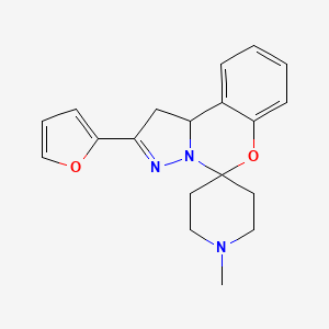 molecular formula C19H21N3O2 B2939096 2-(Furan-2-yl)-1'-methyl-1,10b-dihydrospiro[benzo[e]pyrazolo[1,5-c][1,3]oxazine-5,4'-piperidine] CAS No. 375831-05-3
