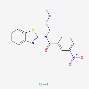 molecular formula C18H19ClN4O3S B2939102 N-(benzo[d]thiazol-2-yl)-N-(2-(dimethylamino)ethyl)-3-nitrobenzamide hydrochloride CAS No. 1215833-09-2