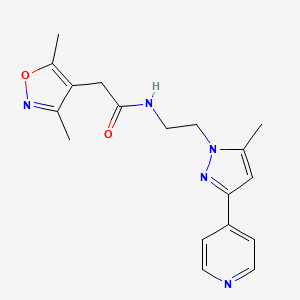 molecular formula C18H21N5O2 B2939107 2-(3,5-dimethylisoxazol-4-yl)-N-(2-(5-methyl-3-(pyridin-4-yl)-1H-pyrazol-1-yl)ethyl)acetamide CAS No. 2034234-92-7