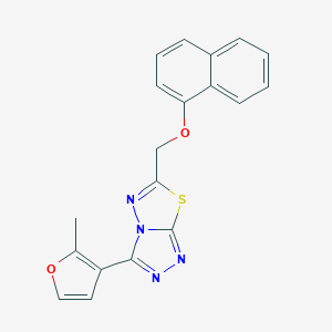 molecular formula C19H14N4O2S B293911 3-(2-Methylfuran-3-yl)-6-[(naphthalen-1-yloxy)methyl][1,2,4]triazolo[3,4-b][1,3,4]thiadiazole 