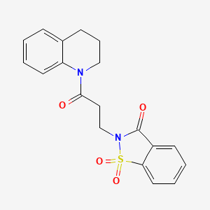 molecular formula C19H18N2O4S B2939111 2-(3-(3,4-二氢喹啉-1(2H)-基)-3-氧代丙基)苯并[d]异噻唑-3(2H)-酮 1,1-二氧化物 CAS No. 899954-60-0