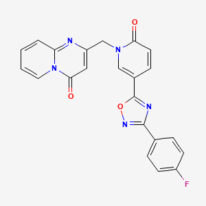 molecular formula C22H14FN5O3 B2939128 2-((5-(3-(4-fluorophenyl)-1,2,4-oxadiazol-5-yl)-2-oxopyridin-1(2H)-yl)methyl)-4H-pyrido[1,2-a]pyrimidin-4-one CAS No. 1251588-82-5