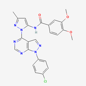 N-(1-(1-(4-chlorophenyl)-1H-pyrazolo[3,4-d]pyrimidin-4-yl)-3-methyl-1H-pyrazol-5-yl)-3,4-dimethoxybenzamide