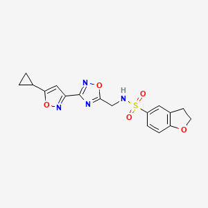 molecular formula C17H16N4O5S B2939155 N-((3-(5-cyclopropylisoxazol-3-yl)-1,2,4-oxadiazol-5-yl)methyl)-2,3-dihydrobenzofuran-5-sulfonamide CAS No. 1904410-85-0