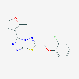 molecular formula C15H11ClN4O2S B293916 6-[(2-Chlorophenoxy)methyl]-3-(2-methyl-3-furyl)[1,2,4]triazolo[3,4-b][1,3,4]thiadiazole 