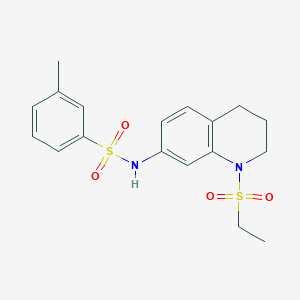 molecular formula C18H22N2O4S2 B2939166 N-(1-(ethylsulfonyl)-1,2,3,4-tetrahydroquinolin-7-yl)-3-methylbenzenesulfonamide CAS No. 1021089-30-4