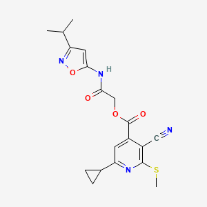 {[3-(Propan-2-yl)-1,2-oxazol-5-yl]carbamoyl}methyl 3-cyano-6-cyclopropyl-2-(methylsulfanyl)pyridine-4-carboxylate
