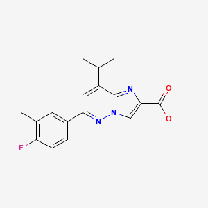 molecular formula C18H18FN3O2 B2939171 6-(4-氟-3-甲基苯基)-8-异丙基咪唑并[1,2-b]哒嗪-2-甲酸甲酯 CAS No. 1690177-08-2