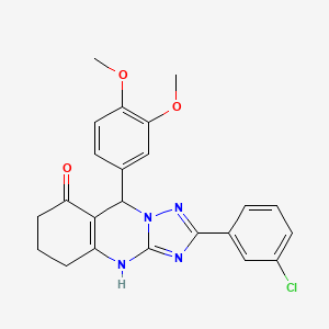 molecular formula C23H21ClN4O3 B2939179 2-(3-chlorophenyl)-9-(3,4-dimethoxyphenyl)-5,6,7,9-tetrahydro-[1,2,4]triazolo[5,1-b]quinazolin-8(4H)-one CAS No. 539848-40-3