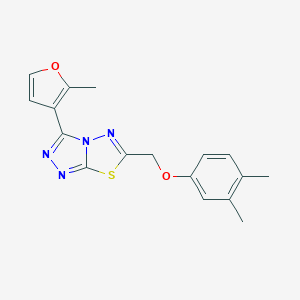 molecular formula C17H16N4O2S B293918 6-[(3,4-Dimethylphenoxy)methyl]-3-(2-methylfuran-3-yl)[1,2,4]triazolo[3,4-b][1,3,4]thiadiazole 